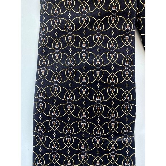 Fendi Men's Designer Silk Tie Black Geometric Made in Italy Career - Picture 2 of 7
